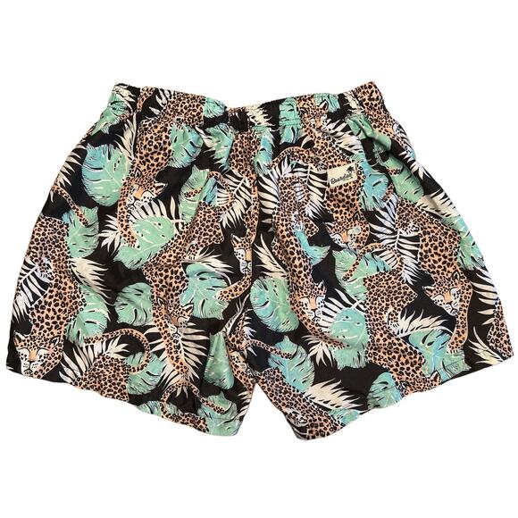 Boardies Swimming Trunks Tropical Jungle Cheetah Print Size L Black Green Orange - Picture 2 of 10
